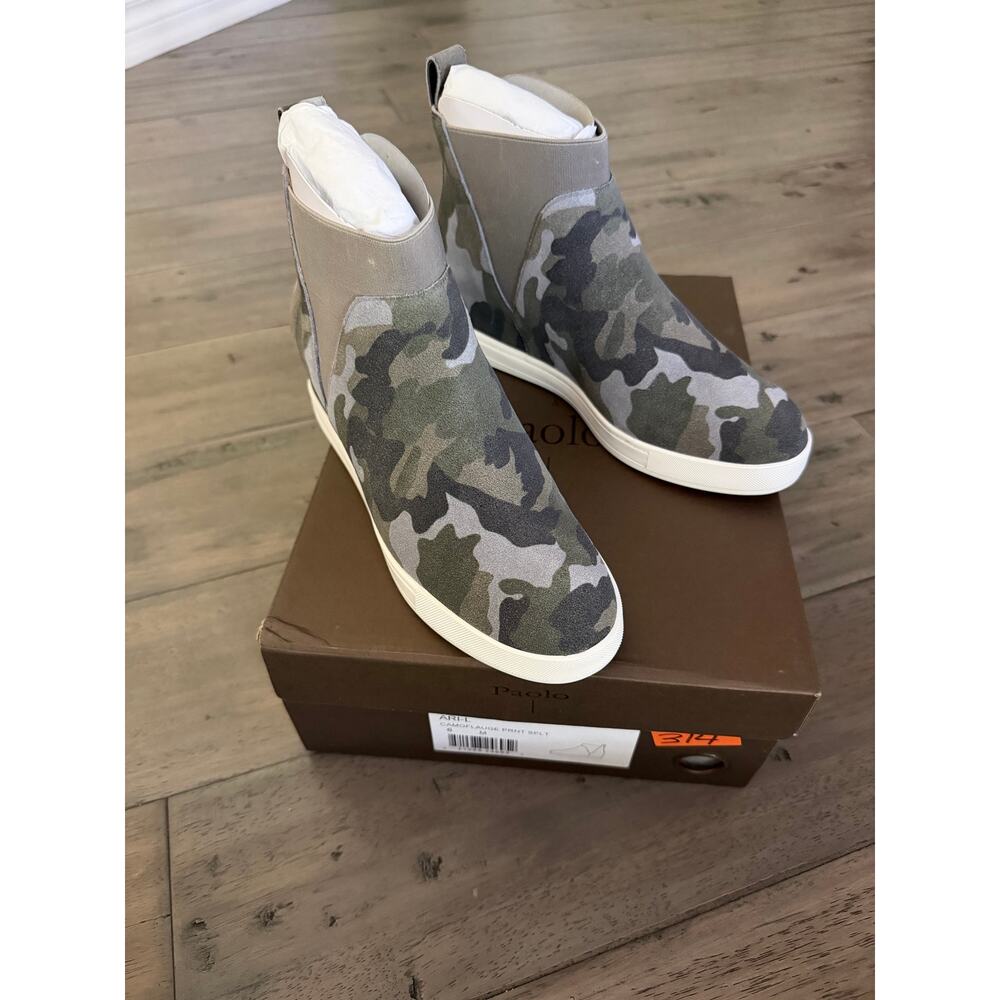 New linea Paolo Ari camo wedge sneakers sz 6 - Picture 3 of 6
